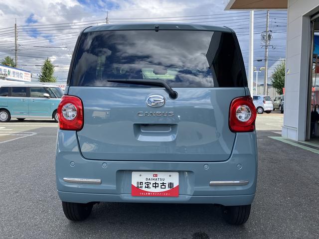 ムーヴキャンバス セオリーＧターボ　バックカメラ　シートヒーター　衝突回避支援ブレーキ機能　シ－トヒ－タ－　バックモニター　盗難防止システム　オートライト　禁煙　アイドリングＳＴＯＰ　オートマチックハイビーム　記録簿　ワンオーナ　キーフリーシステム　ターボ（4枚目）