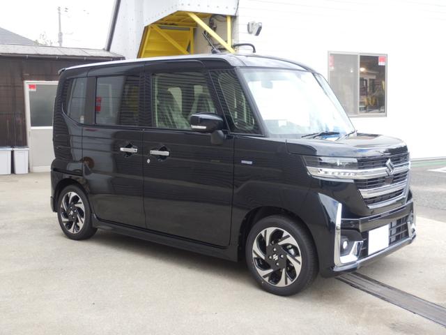 スペーシアカスタム ハイブリッドＸＳターボ　ワンオーナー　登録済未使用　禁煙車　衝突被害軽減システム　レーダークルーズ　両側パワスラドア　ＬＥＤヘットライト　ハーフレザー　コーナーセンサー　スマートキー　オートハイビーム　オートエアコン　ＨＵＤ（5枚目）