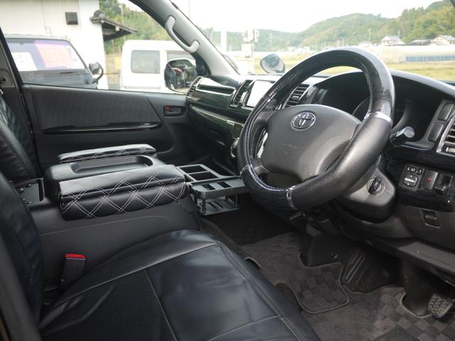 ハイエースバン ロングスーパーGL ベッドキット 3型 社外17インチAW ホワイトレター 社外ナビ フルセグ地デジ Bカメラ ETC ツイーター 黒革調シートカバー LEDテール ボンネットフード フロントスポイラー キセノンHID(5枚目)