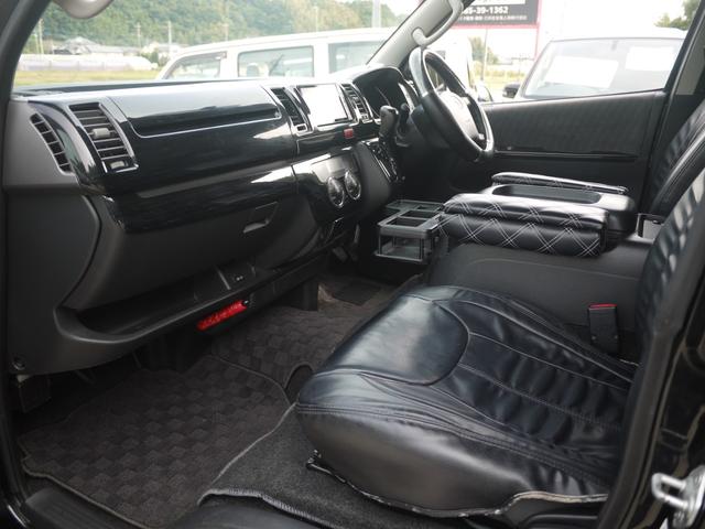 ハイエースバン ロングスーパーGL ベッドキット 3型 社外17インチAW ホワイトレター 社外ナビ フルセグ地デジ Bカメラ ETC ツイーター 黒革調シートカバー LEDテール ボンネットフード フロントスポイラー キセノンHID(9枚目)