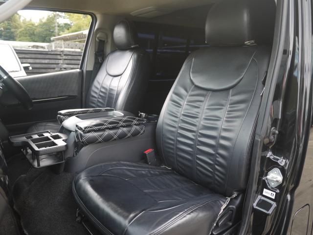 ハイエースバン ロングスーパーGL ベッドキット 3型 社外17インチAW ホワイトレター 社外ナビ フルセグ地デジ Bカメラ ETC ツイーター 黒革調シートカバー LEDテール ボンネットフード フロントスポイラー キセノンHID(10枚目)