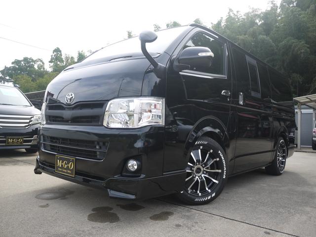 ハイエースバン ロングスーパーGL ベッドキット 3型 社外17インチAW ホワイトレター 社外ナビ フルセグ地デジ Bカメラ ETC ツイーター 黒革調シートカバー LEDテール ボンネットフード フロントスポイラー キセノンHID(44枚目)