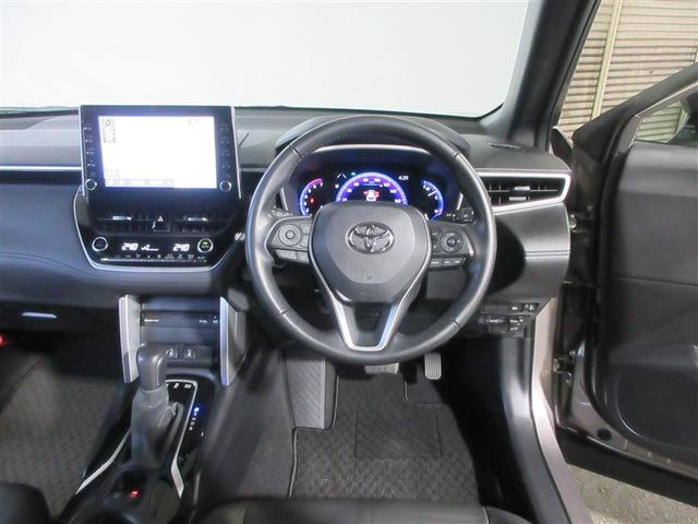 カローラクロス ハイブリッド Z 衝突軽減B 記録簿有 フルセグテレビ スマキ- 半レザー Bモニター アクティブクルーズコントロール メモリナビ イモビ LED AC 運転席Pシート キーレス パワステ アルミ エアバッグ ABS(3枚目)