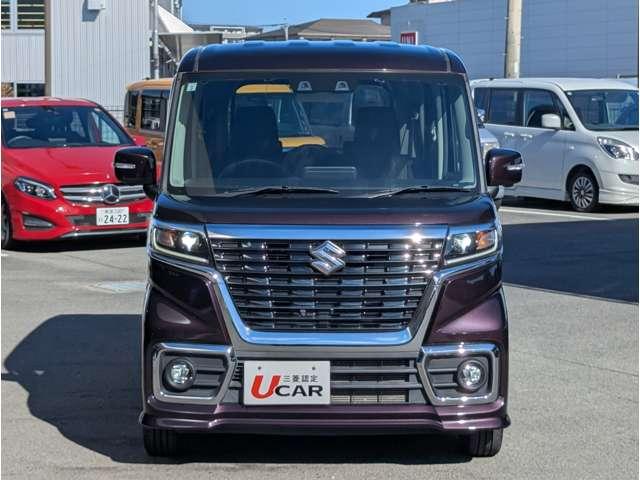 スペーシアカスタム ハイブリッドＧＳ　全周囲カメラ　ヘッドアップディスプレイ　ア　前後誤発進抑制機能　ＥＳＰ　シートＨ　イモビライザー　クルコン　運転席助手席エアバック　スマートキー　サイドエアバッグ　アルミホイール　フルフラットシート（5枚目）