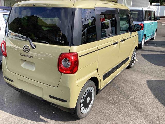 ムーヴキャンバス セオリーＧ　インパネシフト　プッシュスタートスイッチ　電子カードキー　電動パーキングブレーキ　ディスプレイオーディオ　両側電動スライドドア　衝突軽減ブレーキ　車線逸脱警報　オートハイビーム　ＡＢＳ（8枚目）