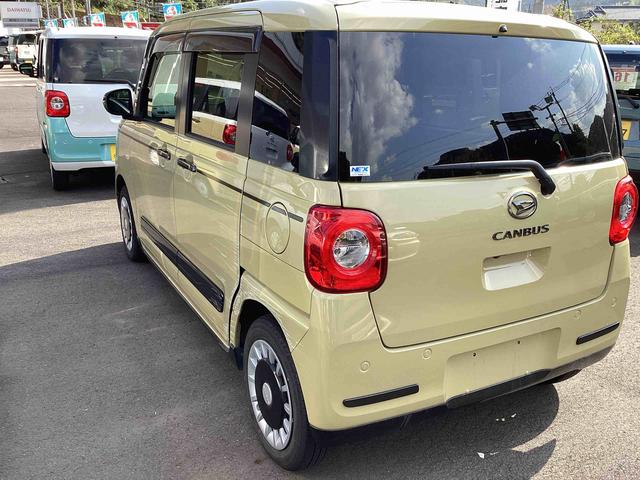 ムーヴキャンバス セオリーＧ　インパネシフト　プッシュスタートスイッチ　電子カードキー　電動パーキングブレーキ　ディスプレイオーディオ　両側電動スライドドア　衝突軽減ブレーキ　車線逸脱警報　オートハイビーム　ＡＢＳ（9枚目）