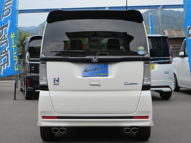 Ｎ－ＢＯＸカスタム Ｇ・ターボＬパッケージ　衝突軽減ブレーキ　ハーフレザーシート　両側電動　９インチナビフルセグ　Ｂｌｕｅｔｏｏｔｈ　バックカメラ　ＨＩＤオートライト　リアシートスライド＆バックテーブル　走行３５００３キロ　禁煙車（3枚目）