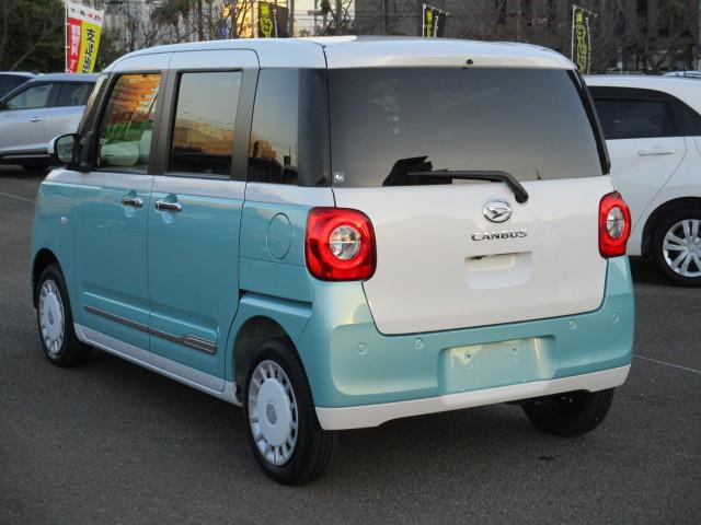 ムーヴキャンバス ストライプスＧ　展示車　スマートアシストＩＩＩ　誤発進抑制防止装置　前後クリアランスソナー　社外ＳＤナビ　バックモニター（4枚目）