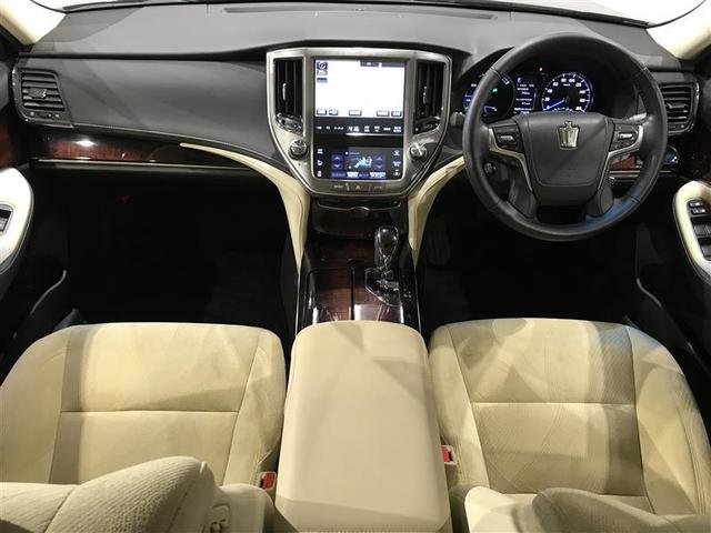 クラウンハイブリッド ロイヤルサルーン　フルセグテレビ　Ｂカメラ　ＬＥＤヘッドランプ　ＤＶＤ再生機能　盗難防止システム　スマキー　オートクルーズコントロール　電動パワーシート　ＥＳＣ　ＥＴＣ付き　アルミホイール　カーテンエアバッグ　エアコン（2枚目）