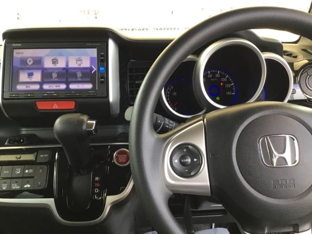 N-BOXカスタム GSSブラックスタイルパッケージ 両側電動スライドドア リアカメラ 純正ナビ フルセグ ETC 左右パワースライド ナビTV 前席シートヒーター AAC パワステ パワーウィンドウ キーフリー 横滑り防止 エコアイドル スマートキー(3枚目)