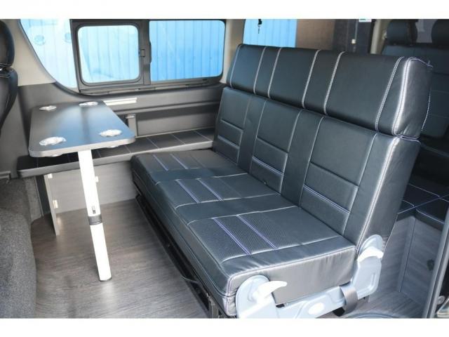 GL ロング シートアレンジVer2 床張り施工 フルフラットベッドキット テーブル フロントスポイラー 1.5ローダウン オーバーフェンダー バルベロAW プレステージLEDテール ナビ フリップダウンモニター(6枚目)