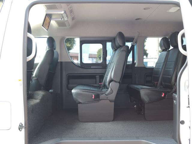 ハイエースワゴン GL ロング 7型ワゴン 純正シート配列カスタム 新品フロントスポイラー 新品オバフェン 新品アルティメットテール 新品デルフ06AW 新品シートカバー 新品フットパネル フルセグナビ HDMI 後席モニター(42枚目)