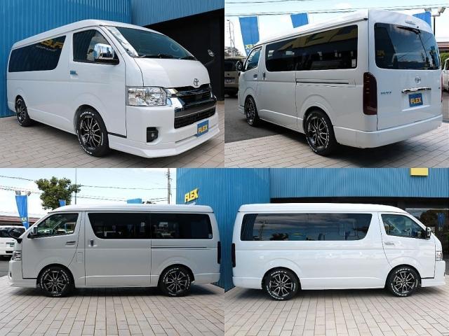 ハイエースワゴン GL ロング シートアレンジvariousヴァリアス 8ナンバーキャンピング 二の字レイアウト フローリング テーブル 前後アルパイン大画面モニター スポイラー デルフ06AW オバフェン LEDテール ローダウン(15枚目)