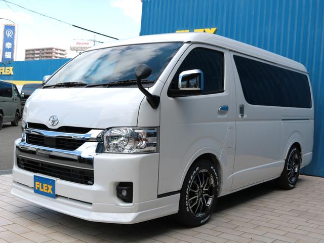 ハイエースワゴン GL ロング シートアレンジvariousヴァリアス 8ナンバーキャンピング 二の字レイアウト フローリング テーブル 前後アルパイン大画面モニター スポイラー デルフ06AW オバフェン LEDテール ローダウン(21枚目)