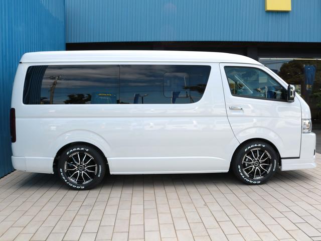 ハイエースワゴン GL ロング シートアレンジvariousヴァリアス 8ナンバーキャンピング 二の字レイアウト フローリング テーブル 前後アルパイン大画面モニター スポイラー デルフ06AW オバフェン LEDテール ローダウン(25枚目)