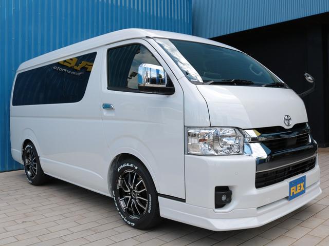 ハイエースワゴン GL ロング シートアレンジvariousヴァリアス 8ナンバーキャンピング 二の字レイアウト フローリング テーブル 前後アルパイン大画面モニター スポイラー デルフ06AW オバフェン LEDテール ローダウン(26枚目)