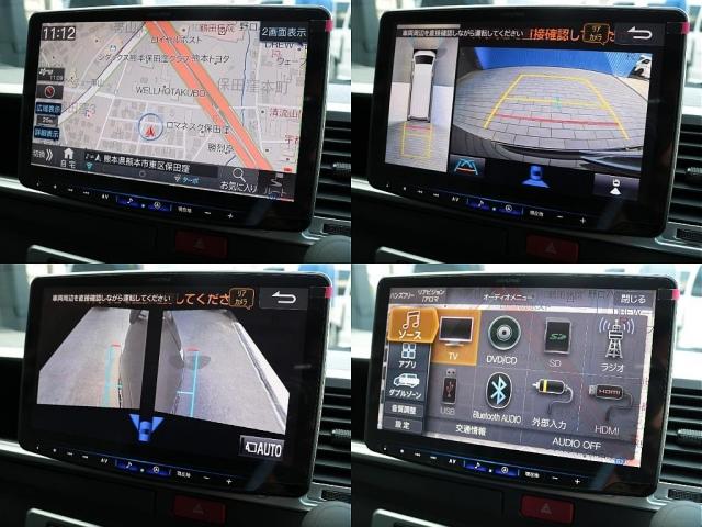 ハイエースワゴン GL ロング シートアレンジニューアス 1400mmセカンドシート フルフラットベッド 床張り テーブル アルパイン大画面ナビ 大画面後席モニター HDMI リアカーテン リアスモーク 前後ドラレコ 天井スピーカー(8枚目)