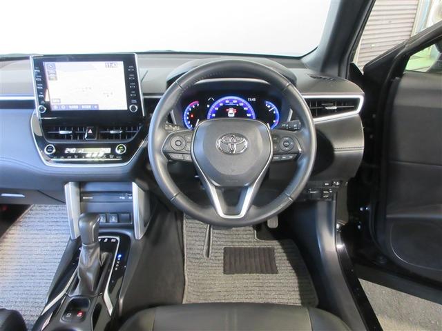 カローラクロス ハイブリッド Z ムーンルーフ 衝突軽減B 記録簿有 フルセグテレビ スマキ- 半レザー Bモニター アクティブクルーズコントロール メモリナビ イモビ LED AC 運転席Pシート キーレス パワステ アルミ ABS(3枚目)