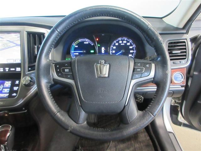 クラウンハイブリッド ロイヤルサルーン 点検記録簿 フルセグテレビ Bカメラ DVD再生機能 盗難防止システム スマキー オートクルーズコントロール 電動パワーシート ESC ETC付き アルミホイール カーテンエアバッグ エアコン PW(9枚目)