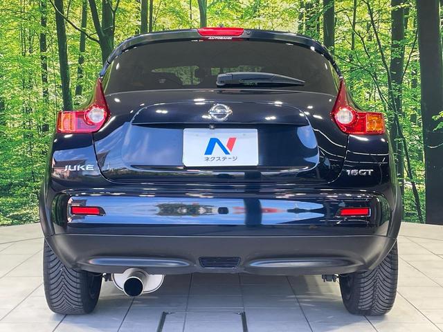 ジューク １６ＧＴ　タイプＶ　ターボ　ＨＤＤナビ　バックカメラ　禁煙車　ドラレコ　スマートキー　ＨＩＤヘッド　ＥＴＣ　オートライト　オートエアコン　１８インチアルミ　Ｂｌｕｅｔｏｏｔｈ　ＣＤ　ＤＶＤ　フルセグ　革巻きステアリング（15枚目）