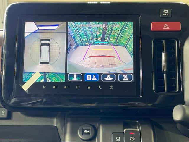 スペーシアカスタム ハイブリッドXS 届出済未使用車 純正9型ナビ 両側電動ドア 全周囲カメラ 衝突軽減装置 ハーフレザーシート コーナーセンサー スマートキー LEDヘッド 純正15インチアルミ オートハイビーム 車線逸脱警報(4枚目)