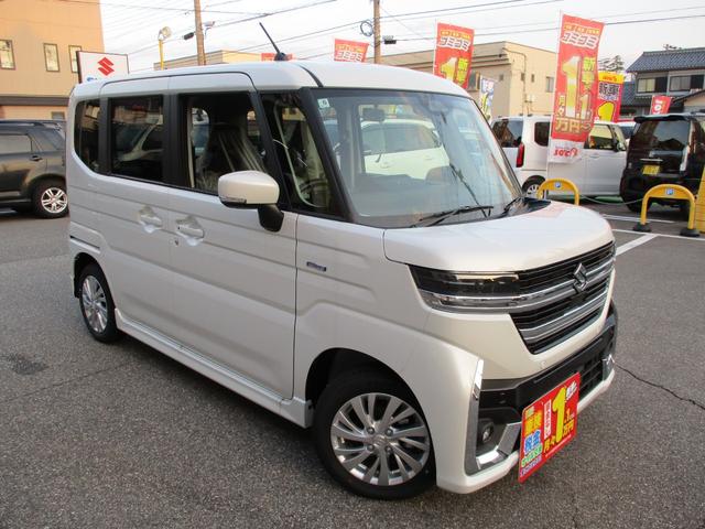 スペーシアカスタム ハイブリッドGS 4WD 届出済未使用車 衝突軽減ブレーキ USB 4エアバッグ LEDオートライト 左パワースライド シートヒーター クルコン レーンアシスト 純正アルミ 横滑り防止(8枚目)