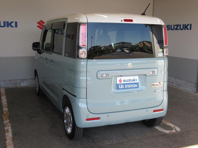 スペーシア HYBRID X アダプティブクルーズコントロール 両側電動スライドドア オートライト プッシュスタート シートヒーター オートエアコン 衝突被害軽減システム アイドリングストップ 横滑り防止機能 衝突安全ボディ 盗難防止システム(4枚目)