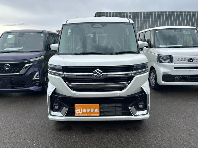 スペーシアカスタム オートエアコン シートヒーター アイドリングストップ 横滑り防止装置 プッシュスタート 片側電動スライドドア アルミホイール 電動格納ミラー(2枚目)