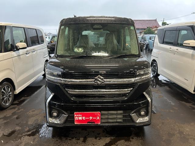 スペーシアカスタム ハイブリッドXS 届出済未使用車 両側電動スライドドア LEDヘッドランプ クルーズコントロール シートヒーター 衝突被害軽減ブレーキ プッシュスタート スマートキー オートエアコン オートライト 電動格納ミラー(2枚目)