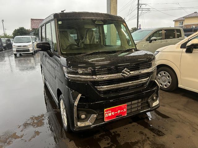 スペーシアカスタム ハイブリッドGS 届出済未使用車 衝突被害軽減ブレーキ オートエアコン シートヒーター アルミホイール プッシュスタート 片側電動スライドドア クルーズコントロール オートライト 電動格納ミラー(3枚目)