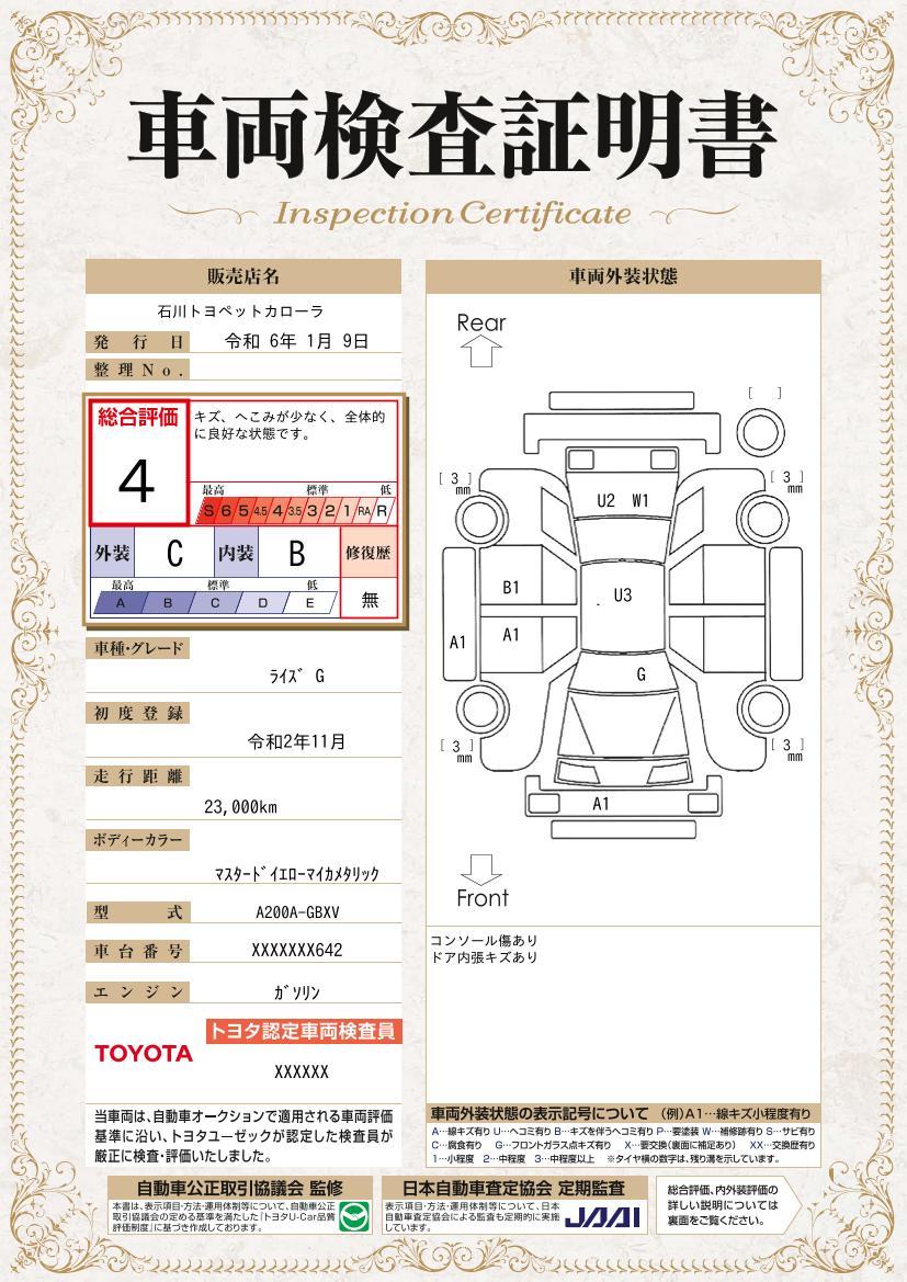 車両状態評価書