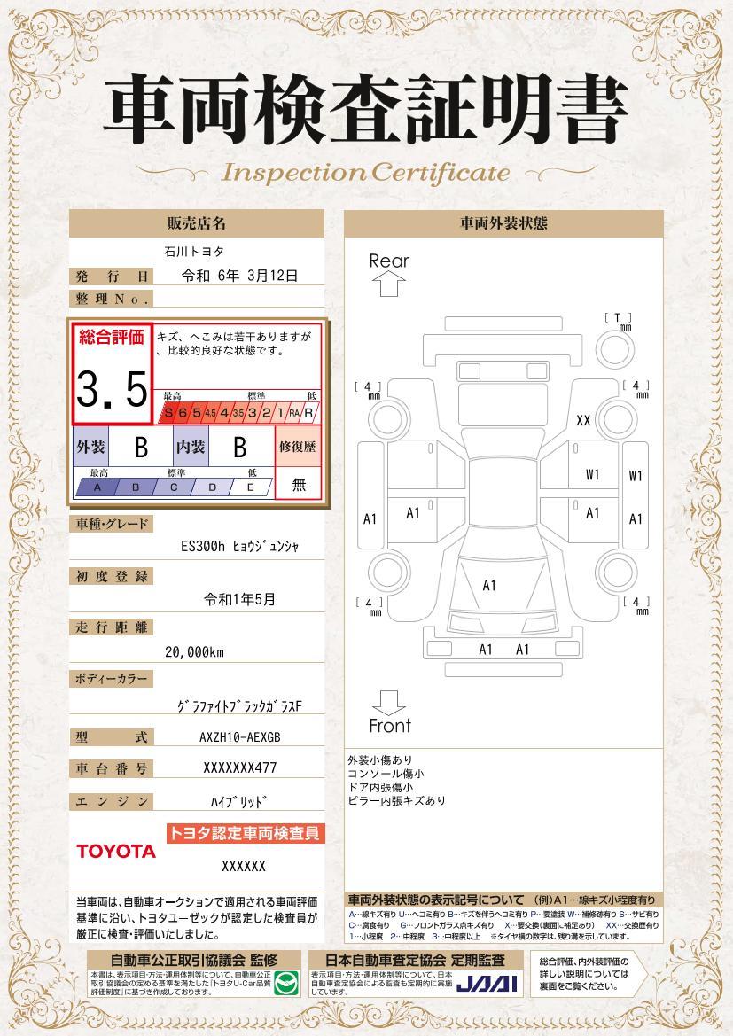 車両状態評価書