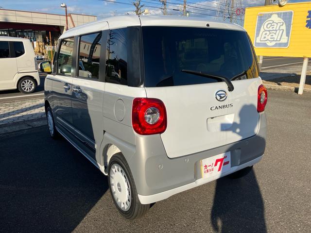 ムーヴキャンバス ストライプスG 4WD 届出済未使用車 両側パワースライドドア スマートキー プッシュスタート 衝突被害軽減システム アイドリングストップ オートエアコン 電動格納ミラー(6枚目)