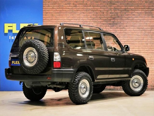 TX 後期型 ガソリン 茶内装 ルーフレール 丸目ヘッドライト オレンジコーナーレンズ TOYOTAグリル LEDテールレンズ DEANカリフォルニア16インチAW グットリッチATタイヤ(3枚目)