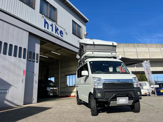 エブリイワゴン ＰＺターボ　禁煙　ワンオーナー車　ルーフテント　サイドオーニング　ＭＬＪアルミ　ＴＯＹＯオプカンＲＴ　ショートバンパー＆ガードガードバー　ナビ　バックカメラ　ＥＴＣ　前後ドライブレコーダ　グー保証３年走行無制限付（3枚目）