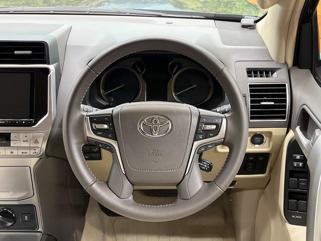 ランドクルーザープラド TX Lパッケージ 4WD 7人乗り サンルーフ 9型BIGX バックカメラ ベージュ革シート ルーフレール 純正19インチアルミ ETC 禁煙車 LEDヘッド オートライト クリアランスソナー レーダークルーズ(12枚目)