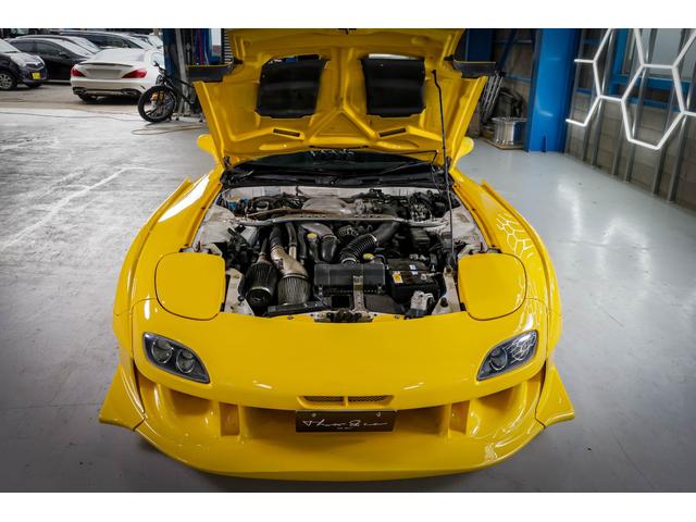 RX-7 タイプRB Sパッケージ RE雨宮ワイドボディキットカスタム BBSアルミ 車高調 追加メーター momoステアリング イエロー全塗装塗替え(51枚目)