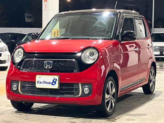 Ｎ－ＯＮＥ プレミアム　ツアラー・Ｌパッケージ　４ＷＤ　赤×黒ツートン　純正地デジナビ　バックカメラ　クルーズコントロール　パドルシフト　ステアリングリモコン　スマートキー　ＨＩＤヘッドライト　前後ドラレコ　ＥＴＣ　レザー調シートカバー（4枚目）