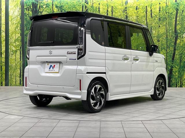 スペーシアカスタム ハイブリッドＸＳ　４ＷＤ　両側電動ドア　全周囲カメラ　衝突被害軽減システム　レーダークルーズ　禁煙車　純正ナビ　コーナーセンサー　ＬＥＤヘッド　車線逸脱警報　オートライト　オートエアコン　純正１５インチＡＷ（17枚目）