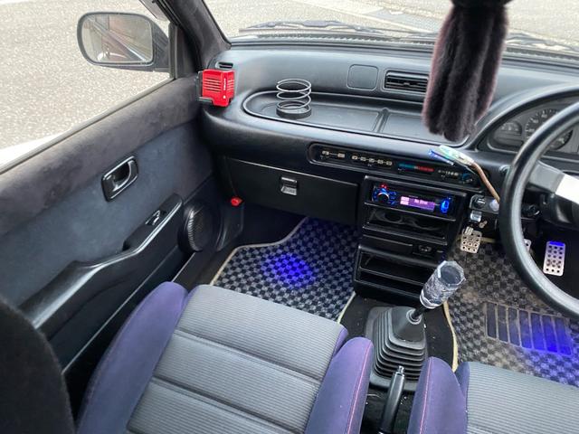 ミラ Ｊ－タイプＱ　５速マニュアル　社外ショック＆スプリング　ワンオフマフラー　アヴァンツアート内装換装　フェンダートリム　社外アルミ　Ｂｌｕｅｔｏｏｔｈ対応オーディオ　車検整備付（34枚目）