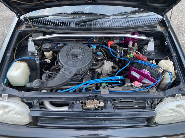 ミラ Ｊ－タイプＱ　５速マニュアル　社外ショック＆スプリング　ワンオフマフラー　アヴァンツアート内装換装　フェンダートリム　社外アルミ　Ｂｌｕｅｔｏｏｔｈ対応オーディオ　車検整備付（58枚目）