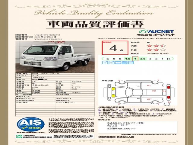 アクティトラック ＳＤＸ　１年保証トリイ作業灯三方開　運転席エアバッグ　ＡＢＳ付き　メンテナンスノート（3枚目）