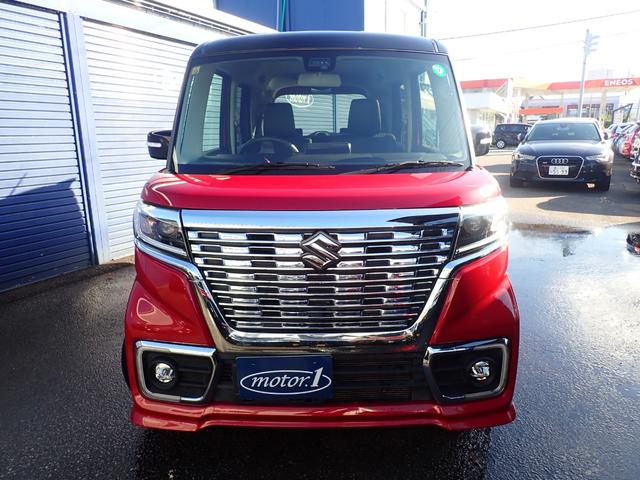 スペーシアカスタム ハイブリッドXSターボ 4WD スズキセーフティーサポート スマートキー 両側パワースライドドア LEDヘッドライト 社外15AW FOGランプ クルーズコントロール アイドリングストップ シートヒーター 横滑り防止装置(2枚目)