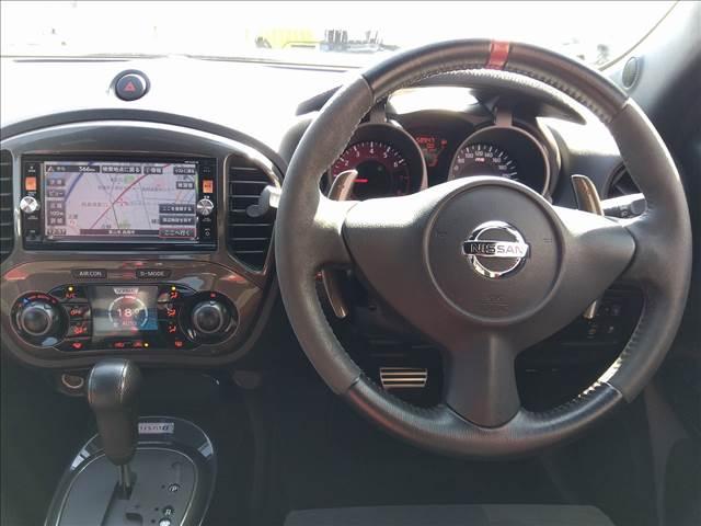 ジューク ニスモ　ＲＳ　４ＷＤ☆ターボ☆ナビＴＶ☆Ｂｌｕｅｔｏｏｔｈ☆　４ＷＤ☆ターボ☆ナビＴＶ☆Ｂｌｕｅｔｏｏｔｈ☆全方位カメラ☆ＮＩＳＭＯエアロ☆ＮＩＳＭＯサス☆インテリキー☆プッシュスタート☆ＨＩＤオートライト☆柿本改マフラー☆革巻きパドルシフト☆禁煙車☆ＥＴＣ☆（12枚目）