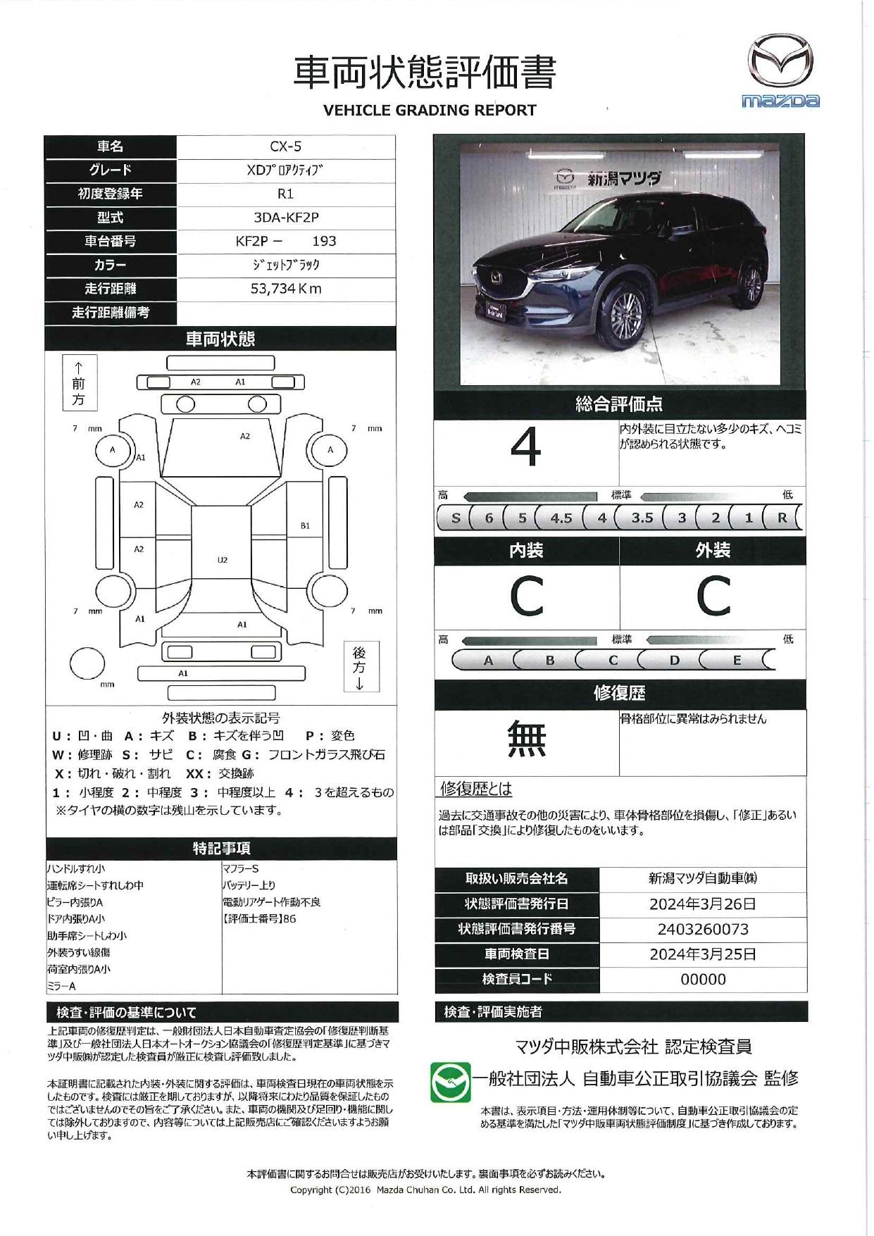 車両状態評価書