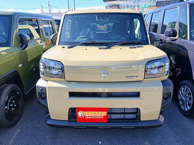 タフト Ｘ　４ＷＤ　届出済未使用車　クリアランスソナー　衝突被害軽減システム　ＬＥＤヘッドランプ　スマートキー　アイドリングストップ　サンルーフ　ＣＶＴ　盗難防止　ＡＢＳ　横滑り防止　衝突安全ボディ　エアコン（3枚目）