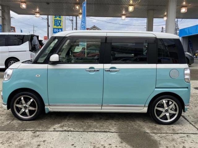 ムーヴキャンバス GメイクアップSA2 新品タイヤ/保証書/社外 SDナビ/両側電動スライドドア/ヘッドランプ LED/Bluetooth接続/ETC/EBD付ABS/横滑り防止装置/アイドリングストップ/バックモニター/フルセグTV(2枚目)