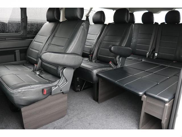 ハイエースワゴン GL パールホワイト 10人乗り ワゴン ゼロワゴンベッドキット アルパインBIGX11インチナビ 12.8インチフリップダウン ETC FLEXオリジナルカスタムコンプリートカー ローダウン(2枚目)