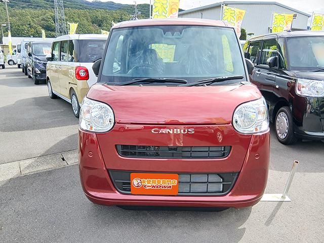 ムーヴキャンバス セオリーＸ　届出済未使用車　両側スライドドア　クリアランスソナー　衝突被害軽減システム　スマートキー　アイドリングストップ　電動格納ミラー　ベンチシート　ＣＶＴ　盗難防止　ＡＢＳ　横滑り防止　衝突安全ボディ（5枚目）