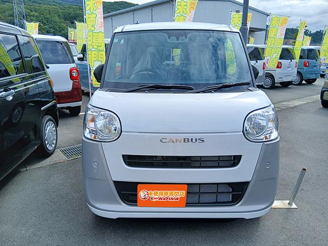 ムーヴキャンバス ストライプスＸ　届出済未使用車　両側スライドドア　クリアランスソナー　衝突被害軽減システム　スマートキー　アイドリングストップ　電動格納ミラー　ベンチシート　ＣＶＴ　盗難防止　ＡＢＳ　横滑り防止　衝突安全ボディ（5枚目）